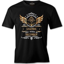  Legends Are Born In December - Sagittarius Yay Burcu Siyah Erkek Tshirt
