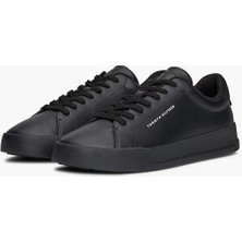 Erkek Pebble Grain Court Sneaker - Siyah