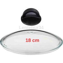 Lentebur34 Tencere Tava ve Sahan Uyumlu Cam Kapak Tepesi Pyrex Kalin Cam 18 cm