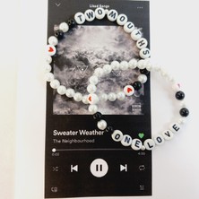 Crystal Atelier Sweater Weather - Two Mouths One Love İnci Harf Boncuk Detaylı Kalp Figürlü Sevgili Çift Bileklik Seti