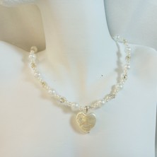 Inci Kalp - Zarif El Yapımı Inci Kolye