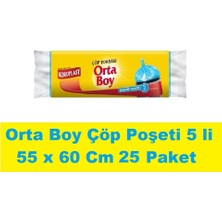 Koroplast Çöp Poşeti Orta Boy Mavi 5 Li 55 x 60 cm x 25 Paket