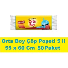 Koroplast Çöp Poşeti Orta Boy Mavi 5 Li 55 x 60 cm x 50 Paket