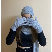 Sema Aksesuar Kadın Örgü Bere, Atkı ve Eldiven Set Takım - lik Kışlık 3'lü Set