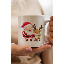 South Steel Noel Baba ve Geyik Baskılı Premium Yılbaşı Hediyesi Kupa Bardak