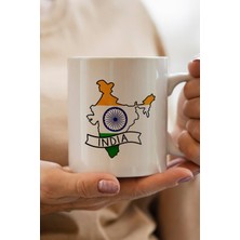 South Steel India-Hindistan Bayrağı Harita Baskılı Yılbaşı Hediyesi Kupa Bardak