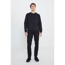 Altınyıldız Classics Erkek Siyah Standart Fit Normal Kesim Bisiklet Yaka 3 Iplik Pamuklu Sweatshirt