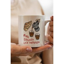 South Steel More Espresso Less Depresso Baskılı Yılbaşı Hediyesi Kupa Bardak