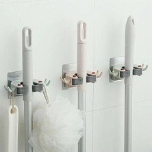 Homeneeds Mandallı Süpürge ve Mop Askı Tutacağı - 3'lü Set