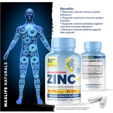 Maxlife Naturals Zınc  Picolinate + Immune Health Support - Enhanced With Vitamin D3 And K2 60 Capsul.made In Usa