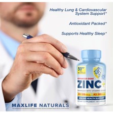 Maxlife Naturals Zınc  Picolinate + Immune Health Support - Enhanced With Vitamin D3 And K2 60 Capsul.made In Usa