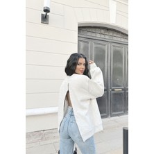 Fashion Cocktail Arka Sırt Boydan Fermuarlı Elbise Görünümlü Salaş Logolu Sweat