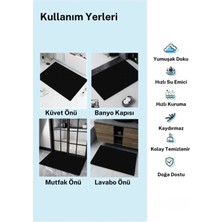 Homeneeds Siyah Kaymaz Tabanlı Su Emici Banyo Paspası - 40X60 cm