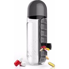 Haftalık Ilaç Organizerli Plastik Su Şişesi 600 ml