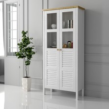 Sakura Ahşap Sakura Nickky Hasır Kapaklı Kitaplık-Wood Beyaz-Minifiks Bağlantılı