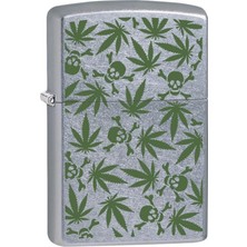 Zippo Street Chrome With Weed Leaves And Skulls Design Çakmak - 49007-00071-MODEL02