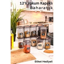 Heredot Mithra Life 12 Adet 450 Ml Sızdırmaz Kapak Antrasit Baharatlık Saklama Kabı + Etiket Hediyeli