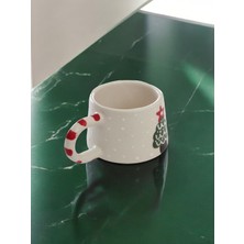 Yılbaşı Temalı El İşi Seramik Kupa Bardak Mug Klasik Çam Ağacı