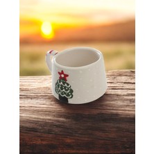 Yılbaşı Temalı El İşi Seramik Kupa Bardak Mug Klasik Çam Ağacı