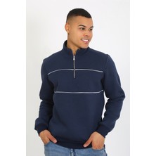 5720 Comfortable Şardonlu Üç Iplik Yarım Fermuarlı Parçalı Relax Fit Sweatshirt