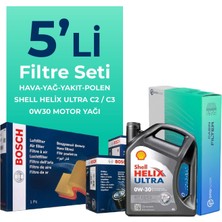 Bosch Peugeot Partner 1.6 BlueHDi Dizel Filtre Bakım Seti Shell Motor Yağlı (2015-2018) 5 Li