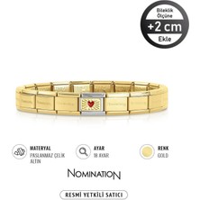 Nomination Italy Composable  Klasik Küçük Kırmızı Kalp Paslanmaz Çelik Bileklik Gold