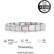 Nomination Italy Composable 925 Ayar Gümüş Pembe Papatya Sallantılı Taş ve Çelik Bileklik Sılver