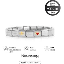 Nomination Italy Composable 18K Altın Kanatlı Kalp & 18K Altın Melek Kalp Paslanmaz Çelik Silver Sılver