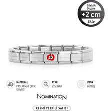 Nomination Italy Composable 925 Ayar Gümüş Zirkon Siyah Taşlı Kırmızı Çiçek ve Çelik Bileklik Sılver