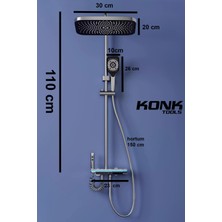 Konk Tools Dijital Piyano 5 Fonksiyonlu Antrasit Banyo Bataryalı Smart  Max Dijital Tepe Duşu Duş Seti