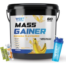 West Nutrition Mass Gainer Karbonhidrat Tozu Muz Aromalı 6000 gr + Shaker