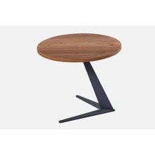 Çağın Ofis Mobilyaları Deep Yuvarlak Yan Sehpa Minyatür-Ceviz 50 cm