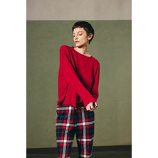 Kadın Pamuklu Uzun Kollu Pijama Üstü