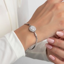 Usho Jewelry 925 Ayar Gümüş Pırlanta Modeli Italyan Zincir Şık Dia Takım, Kadın Takım
