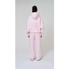 The Champ Clothing Pembe Kapüşonlu Basic Bel Lastikli Boru Paça Cepli Oversize Eşofman Takımı