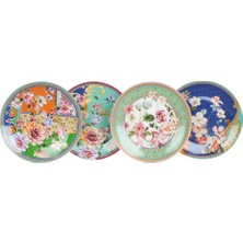 Lucky Art Camellia New Bone China Porselen 4 Lü Pasta Tabağı Seti 20 cm