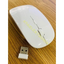 Ata Elektronik PARLAK BEYAZ Slim ince Kablosuz WİRELESS Mouse Fare MacBook Pro Air Mac iPad Dizüstü Bilgisayar Masaüstü Mac PC Bilgisayar için Sessiz Ofis Fareleri 2.4 GHz USB