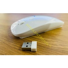 Ata Elektronik PARLAK BEYAZ Slim ince Kablosuz WİRELESS Mouse Fare MacBook Pro Air Mac iPad Dizüstü Bilgisayar Masaüstü Mac PC Bilgisayar için Sessiz Ofis Fareleri 2.4 GHz USB