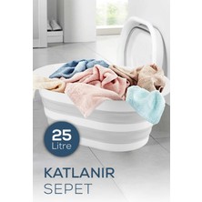 Vienev 25 Litre Beyaz Katlanır Çamaşır Sepeti Silikon Malzeme ile Uzun Ömürlü ve Pratik