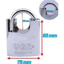 Ugr Asma Kilit Hırsızlığa Karşı Korumalı Çelik Kilit İşyeri Garaj Kepenk Kapı Emniyet 75 mm 3 Anahtarlı
