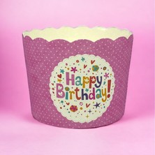 Dore Voir 24 Adet Doğum Gününe Özel Cupcake Kağıdı "happy Birthday!" - Pembe Renkli