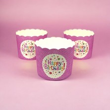 Dore Voir 24 Adet Doğum Gününe Özel Cupcake Kağıdı "happy Birthday!" - Pembe Renkli