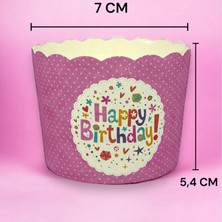 Dore Voir 24 Adet Doğum Gününe Özel Cupcake Kağıdı "happy Birthday!" - Pembe Renkli