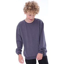 Zuzunga Oversize Unisex Basic Düz Antrasit Renk  Pamuk Sweatshirt