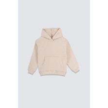 Zuzunga Ekru Kapüşonlu Çocuk Sweatshirt Kız Çocuklar İçin Uzun Kollu Rahat Tasarım