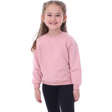 Zuzunga Basic Düz Renk Pudra Fırçalı Yumuşak  Pamuk Sweatshirt