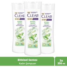 Clear Women Kepeğe Karşı Etkili Şampuan Bitkisel Sentez Aloe Vera & Çay Ağacı Yağı 350 ml x3