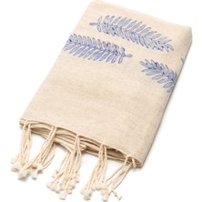 Melinka Co. El Dokuma Keten Flora Peştemal - 80 x 175  cm , Taş Baskı