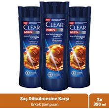 Clear Men Kepeğe Karşı Etkili Şampuan Saç Dökülmesine Karşı Kahve Çekirdeği Özü 350 ml x3