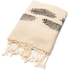 Melinka Co. El Dokuma Keten Flora Peştemal - 80 x 175  cm , Taş Baskı